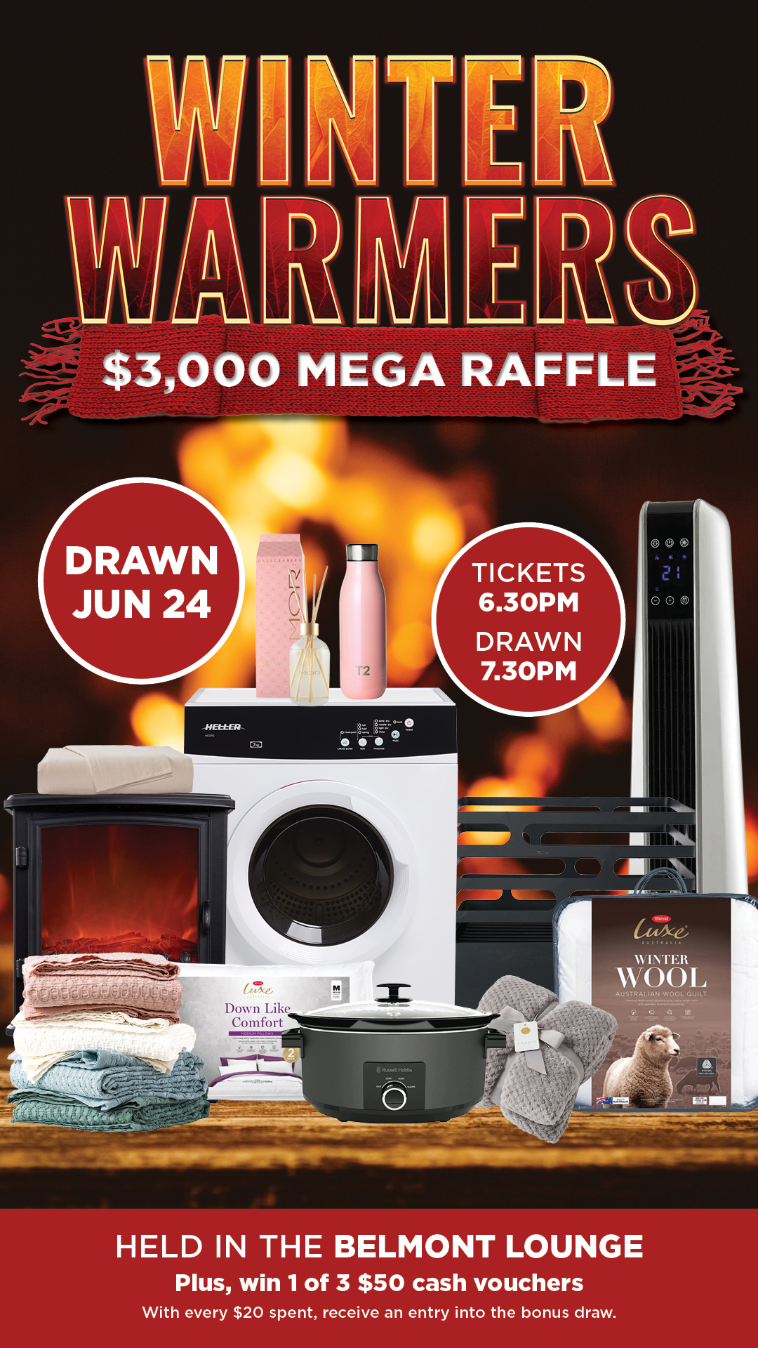 Winter Warmers $3,000 Mega Raffle - Merrylands RSL